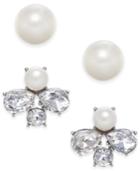 Charter Club Silver-tone 2-pc. Imitation Pearl And Crystal Stud Earring