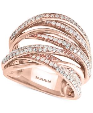 Effy Diamond Pave Crisscross Multi-row Statement Ring (3/4 Ct. T.w.) In 14k Rose Gold