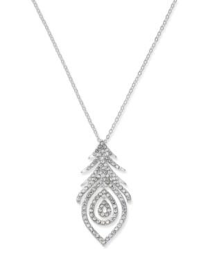 Inc International Concepts Silver-tone Pave Leaf Pendant Necklace, Only At Macy's