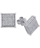 Swarovski Zirconia Square Cluster Stud Earrings In Sterling Silver