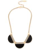 Kenneth Cole New York Gold-tone Black Faux Leather And Pave Collar Necklace