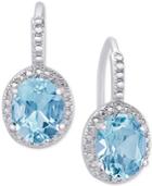 Blue Topaz (6-3/8 Ct. T.w.) And Diamond Accent Drop Earrings In Sterling Silver