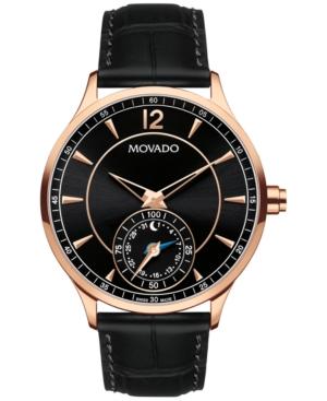Movado Men's Swiss Circa Motion Black Leather Strap Smartwatch 44mm 0660009