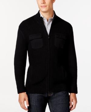 Alfani Men's Big And Tall Damon Texture Full-zip Mock-neck Sweater, Only At Macy's