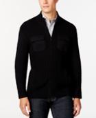 Alfani Men's Big And Tall Damon Texture Full-zip Mock-neck Sweater, Only At Macy's