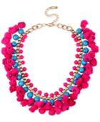 M. Haskell For Inc Gold-tone Blue Bead And Pom-pom Collar Necklace, Only At Macy's