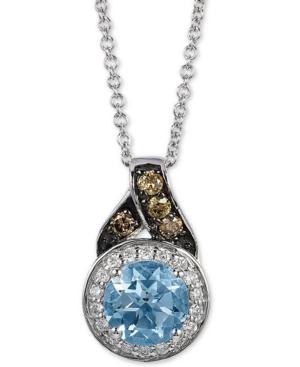 Le Vian Aquamarine (5/8 Ct. T.w.) & Diamond (1/8 Ct. T.w.) 18 Pendant Necklace In 14k White Gold