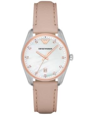 Emporio Armani Women's Tazio Matte Nude Leather Strap Watch 36mm Ar6133