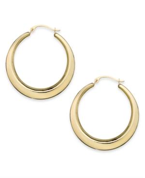 10k Gold Earrings, Polished Gradient Hoop Earrings