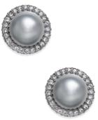 Danori Hematite-tone Pave & Gray Imitation Pearl Stud Earrings, Created For Macy's