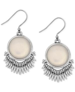 Lucky Brand Silver-tone White Stone Fringe Drop Earrings