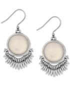 Lucky Brand Silver-tone White Stone Fringe Drop Earrings