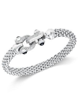 Diamond Horseshoe Clasp Mesh Bracelet (1/3 Ct. T.w.) In Sterling Silver