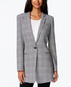 Calvin Klein One-button Plaid Long Jacket