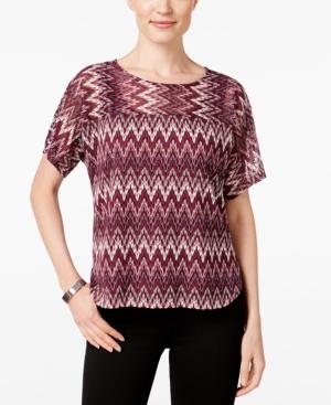Ny Collection Petite Lace Dolman-sleeve Top