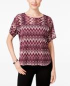 Ny Collection Petite Lace Dolman-sleeve Top