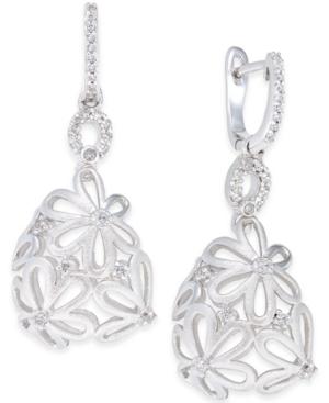 Diamond Daisy Drop Earrings (1/3 Ct. T.w.) In Sterling Silver
