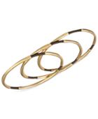 The Sak Gold-tone Brown Thread Three-piece Bangle Bracelet