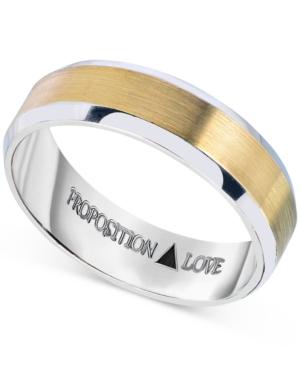 Proposition Love Men's Wedding Band In 14k White And Yellow Gold