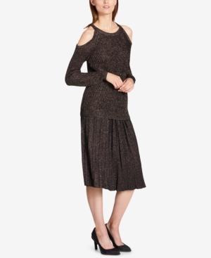 Dkny Metallic Cold-shoulder Dress