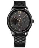Tommy Hilfiger Men's Black Stainless Steel Mesh Bracelet Watch 44mm