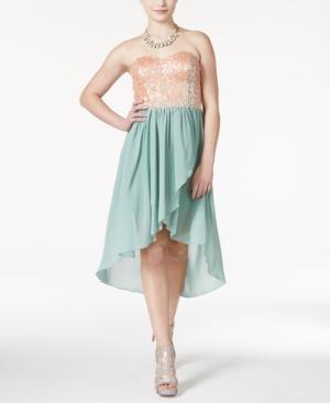 City Studios Juniors' Shine Colorblock High-low Dress