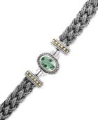 Effy Green Amethyst Two-tone Woven Bracelet (5-3/8 Ct. T.w.) In Sterling Silver And 18k Gold