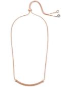 Kenneth Cole New York Rose Gold-tone Black Crystal Bar 28 Slider Necklace