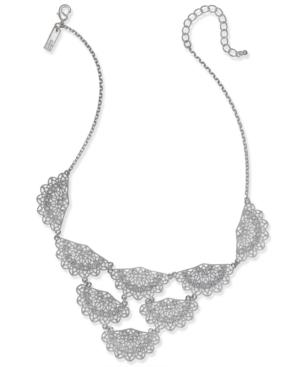 Inc International Concepts Silver-tone Crystal Fan Statement Necklace 18 + 3 Extender, Created For Macy's