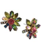 Betsey Johnson Gold-tone Multi-stone Flower Stud Earrings