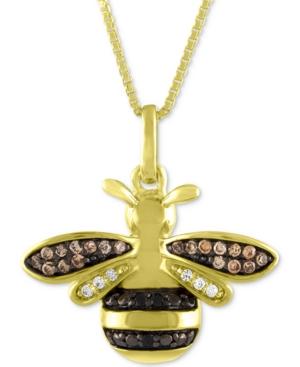 Diamond Bee Pendant Necklace (1/10 Ct. T.w.) In 14k Gold-plated Sterling Silver
