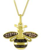 Diamond Bee Pendant Necklace (1/10 Ct. T.w.) In 14k Gold-plated Sterling Silver