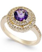 Amethyst (3/4 Ct. T.w.) And Diamond (3/10 Ct. T.w.) Halo Ring In 14k Gold
