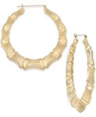 Bamboo Style Hoop Earrings In 10k Gold