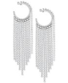 Swarovski Silver-tone Crystal Hoop & Fringe Chandelier Earrings
