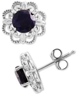 Sapphire (1-1/3 Ct. T.w.) & Diamond Accent Stud Earrings In 10k White Gold
