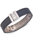 Majorica Silver-tone Imitation Pearl Reversible Leather Bracelet
