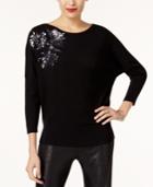 Alfani Sequined Dolman-sleeve Sweater, Created For Macy's