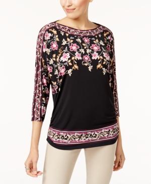 Jm Collection Embellished Floral-print Top, Created For Macy's