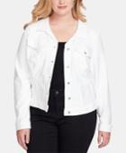 Jessica Simpson Juniors' Pixie Plus Size White Denim Jacket