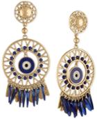 Rachel Rachel Roy Gold-tone Bead & Drop Circular Clip-on Chandelier Earrings