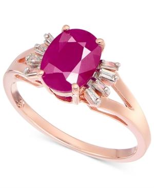 Ruby (1-5/8 Ct. T.w.) & Diamond (1/8 Ct. T.w.) Ring In 14k Rose Gold