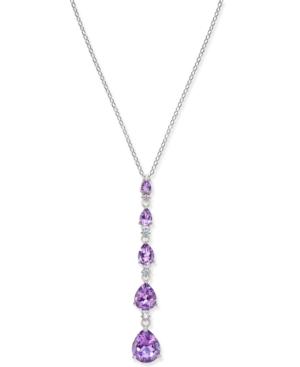 Amethyst (5 Ct. T.w.) And Swarovski Zirconia Lariat Necklace In Sterling Silver