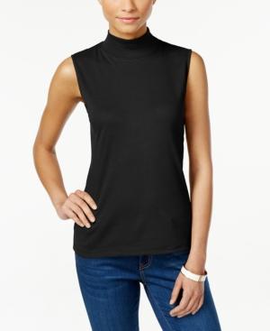 Karen Scott Petite Sleeveless Mock-neck Top, Only At Macy's