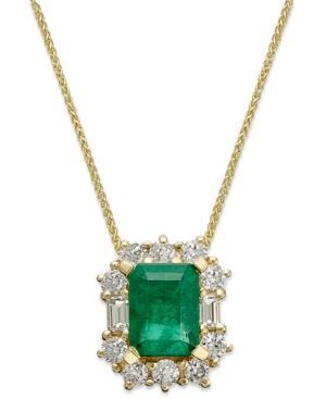 14k Gold Necklace, Emerald (1-5/8 Ct. T.w.) And Diamond (5/8 Ct. T.w.) Pendant