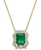 14k Gold Necklace, Emerald (1-5/8 Ct. T.w.) And Diamond (5/8 Ct. T.w.) Pendant