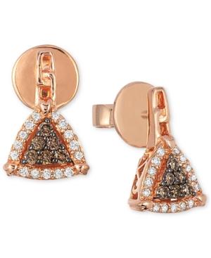 Neo Geo Le Vian Chocolatier Chocolate And Vanilla Diamond Triangle Earrings (1/4 Ct. T.w.) In 14k Rose Gold