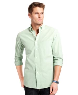 Izod Big And Tall Long-sleeve Essential Mini Checked Shirt