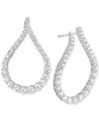 Tiara Cubic Zirconia Fancy Shape Hoop Earrings In Sterling Silver