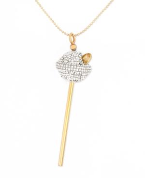 Simone I. Smith 18k Gold Over Sterling Silver Necklace, White Crystal Lollipop Pendant
